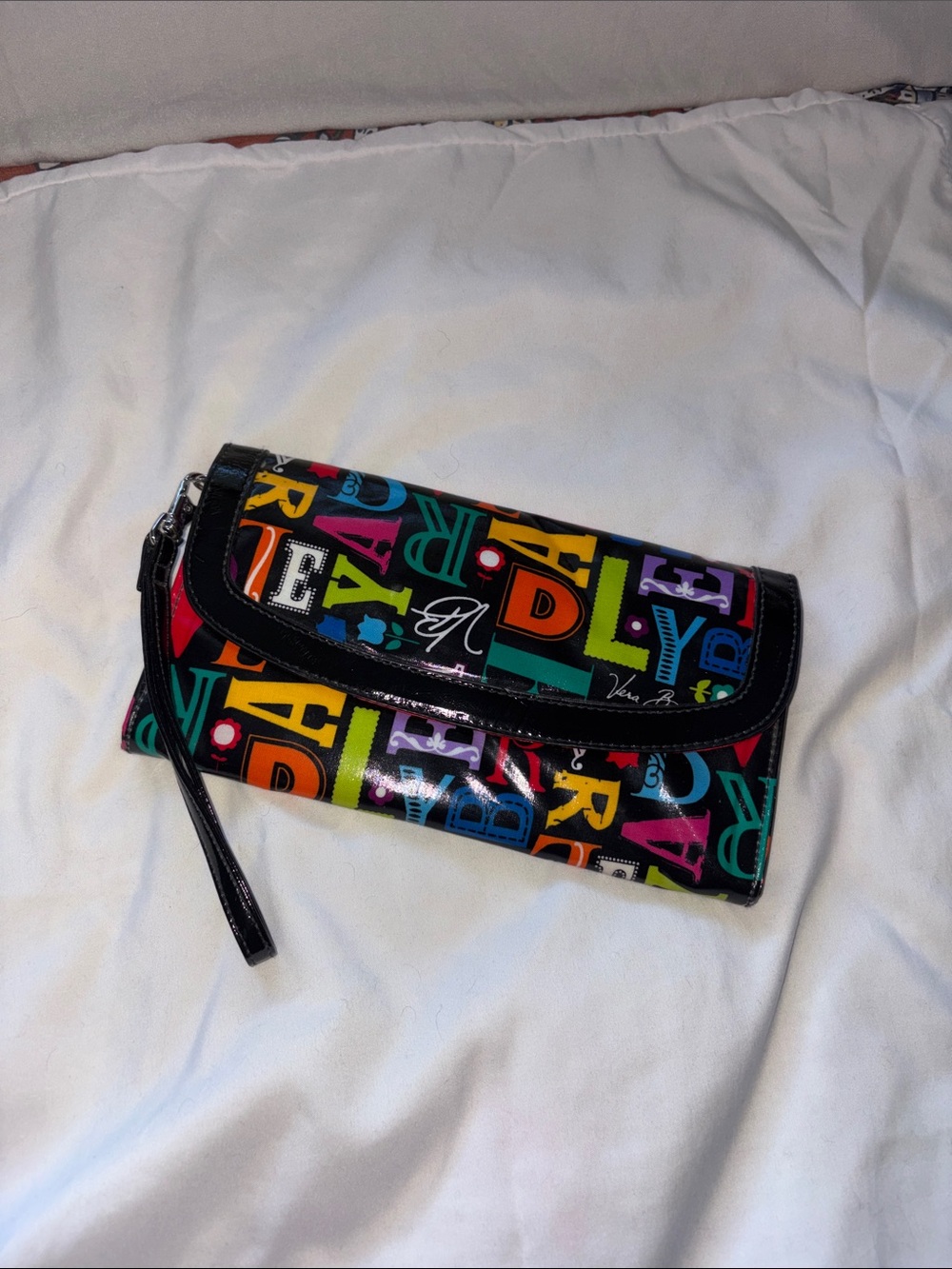 Vera Bradley: Colorful Letter-Print Wristlet Clutch